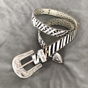 Zebra Studded Rhinestone Cross Belt